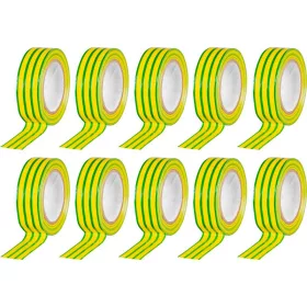   Strend Pro szigetelőszalag, 19 mm, H-10 m, max. 80°C, 600V, zöld-sárga, PVC, 10 db