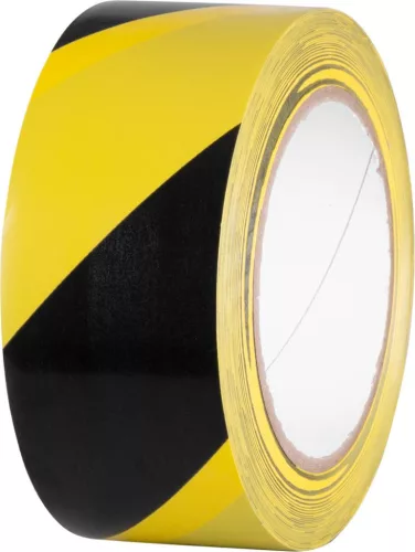 Figyelmeztető szalag Strend Pro, 50 mm, Hossz: 33 m, PVC, ragasztó, sárga/fekete
