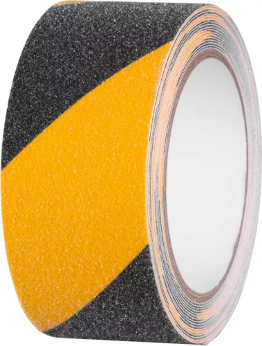 Csúszásgátló szalag Strend Pro, 50 mm, Hossz: 5 m, ragasztó,extra ellenálló, fekete/sárga