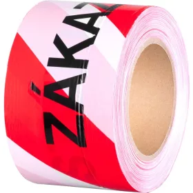   Figyelmeztető szalag Strend Pro, 80 mm, Hossz: 250 m, piros/fehér, "BELÉPNI TILOS"
