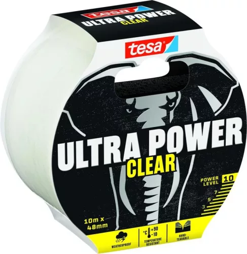 Átlátszó tesa szövetszalag tesa Ultra Power Clear, javító, PE , 48 mm, Hossz: 10 m