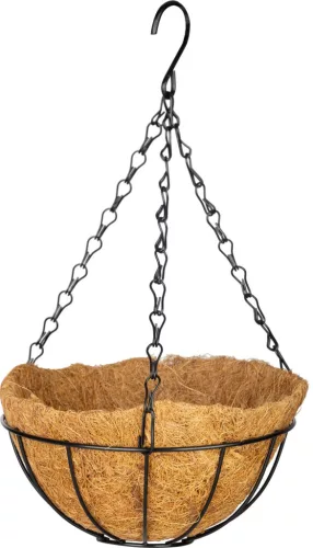 Strend Pro, Akasztós virágtartó, acél/kókusz, lánccal és kampóval, 20 cm