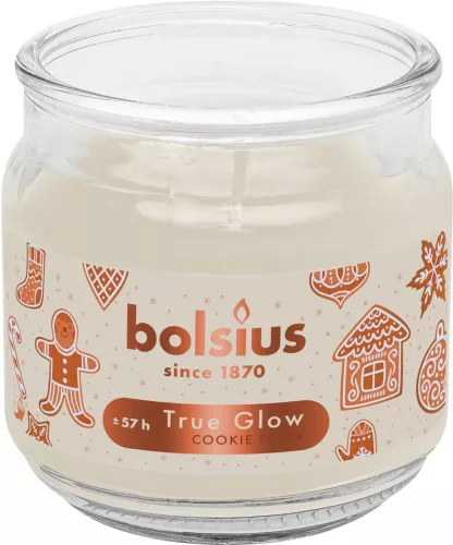 Bolsius Large Jar, Cookie Fever, gyertya, illatos, bézs, 100x98 mm, üvegben