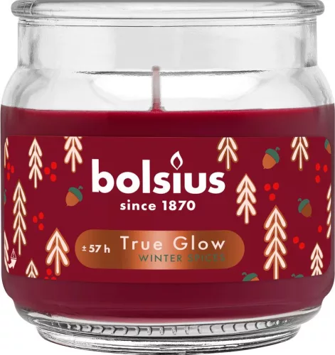 Bolsius Large Jar, Winter Spices, gyertya, illatos, piros, 100x98 mm, üvegben
