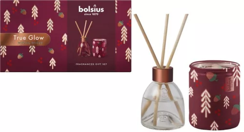 Bolsius, Winter Spices, ajándék készlet, gyertya + diffúzor, illatos, piros