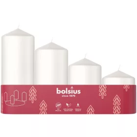   Gyertyák Bolsius Pillar Advent Karácsonyi, fehér, 60/80/100/120x48 mm, csomag 4 db