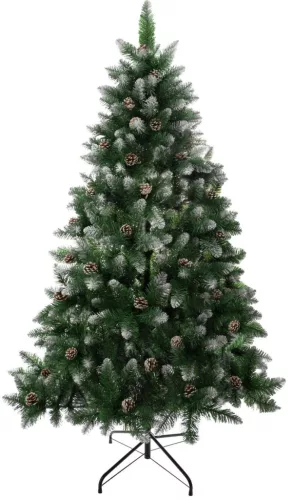 MagicHome Karácsonyi Albero Karácsonyfa, jegenyefenyő, havas végek, tobozokkal, 150 cm