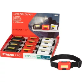   Strend Pro fejlámpa, COB LED, 3xAAA, 6x4x1,8 cm, vegyes színek (fekete, fehér, piros)