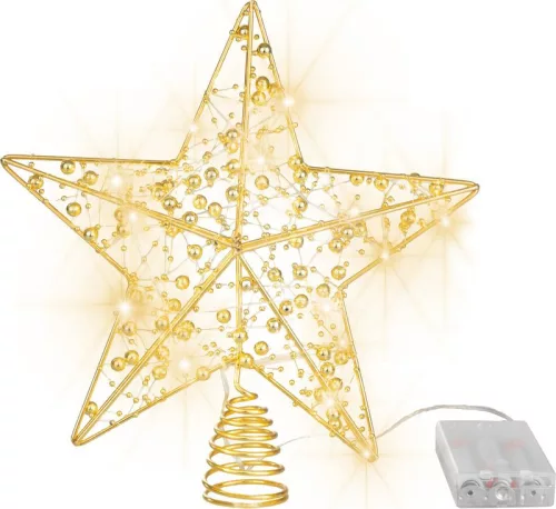 MagicHome, Karácsonyi csillag, műanyag, 10x LED meleg fehér, 25 cm, 2xAA