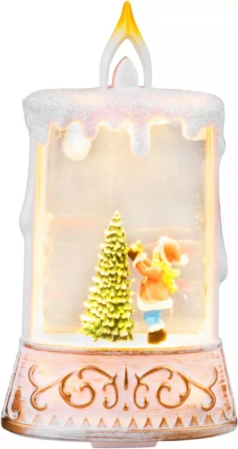 MagicHome, Karácsonyi lámpás, Mikulás fenyőfával, műanyag, 1xLED meleg fehér, 8x4x15 cm, 2xAAA