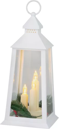 MagicHome, Karácsonyi lámpás, műanyag, fehér, 3xLED sárga, 14x14x35 cm, 3xAAA