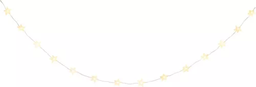 MagicHome, Karácsonyi füzér, csillagok, PVC, 15x meleg fehér LED, 1,4 m + 0,3 m, 2xAA