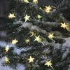 MagicHome, Karácsonyi füzér, csillagok, PVC, 15x meleg fehér LED, 1,4 m + 0,3 m, 2xAA