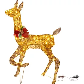   MagicHome, Karácsonyi dekoráció, nőstény szarvas, fém/zsineg, 200xLED meleg fehér, 0.9 m