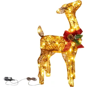   MagicHome, Karácsonyi dekoráció, szarvas, fém/zsineg, 80xLED meleg fehér, 0.6 m