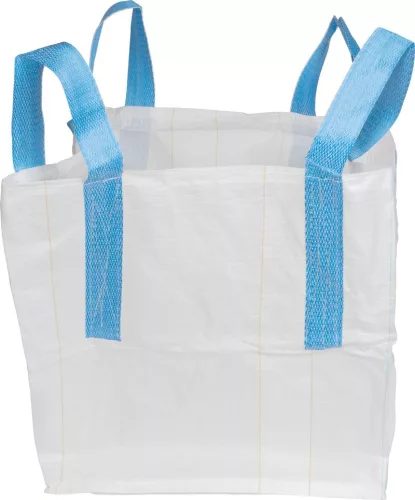 BigBag TOF4, 4 fülű lapos aljú zsák, 70x70x70 cm, PP, fehér, max. 800 kg