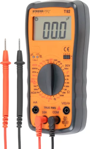 Strend Pro Premium digitális Multiméter , 1000A, 10A, 9V elem