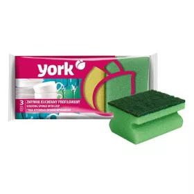   York 031010 ergonomikus konyhai mosogatószivacs – 9 × 7 × 4,3 cm, 3 db
