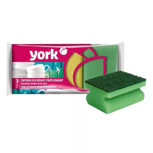 York 031010 ergonomikus konyhai mosogatószivacs – 9 × 7 × 4,3 cm, 3 db