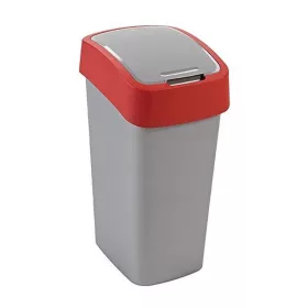   Curver FLIP BIN billenő fedeles szemetes – 25 liter, ezüstszürke/piros