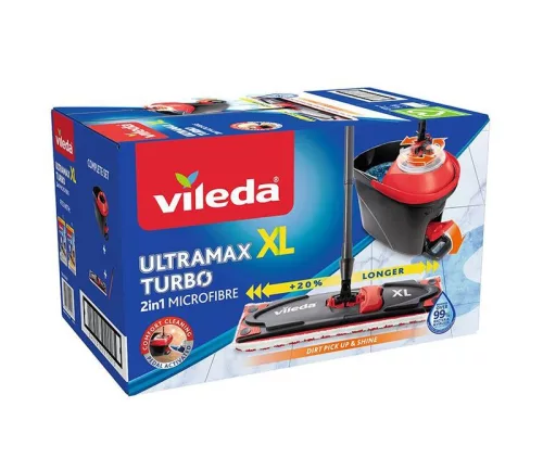 Vileda Ultramax XL TURBO felmosókészlet – pedálos vödörrel + ajándék PET fejjel