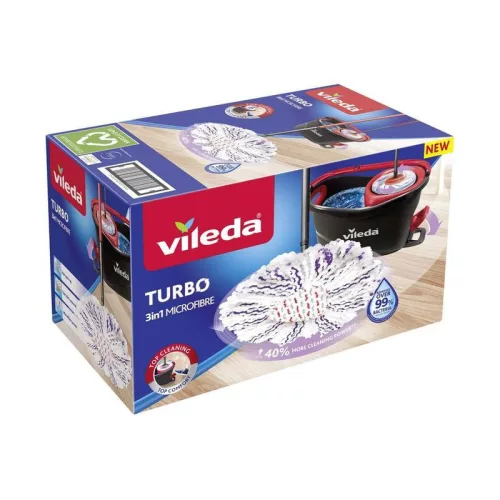 Vileda TURBO 3 az 1-ben tisztítókészlet – forgó felmosó + pedálos vödör