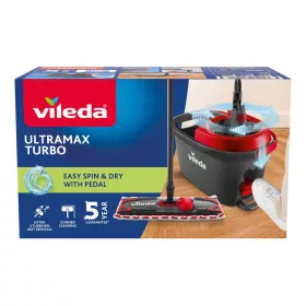  Vileda Ultramax TURBO felmosókészlet – pedálos vödörrel + Actifibre puha kendővel