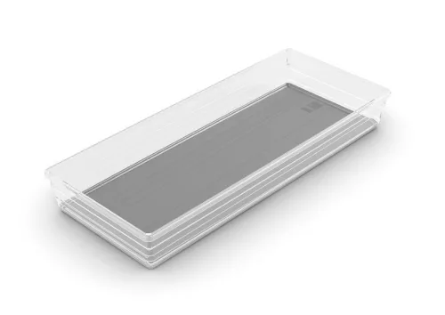 Curver SISTEMO fiókrendszerező – 15 × 37,5 × 5 cm, átlátszó/szürke