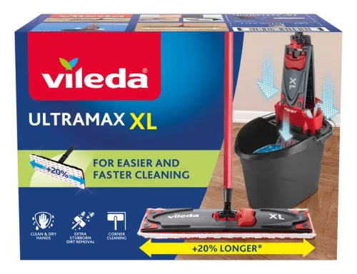 Vileda Ultramax XL komplett felmosókészlet – felmosó + 10 literes vödör csavaróval