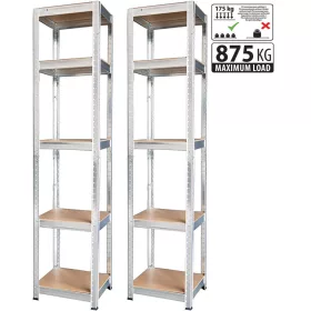 Fém Állvány, MDF, 5 polc, 1800x400x400 mm, 2db