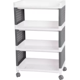   MagicHome Rolly, Műanyag Állvány kerekeken, 4 polcos, 49x29x75,5 cm