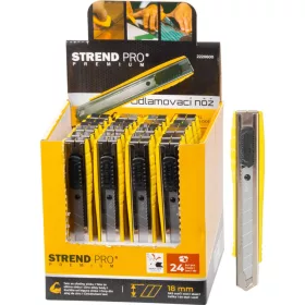   Kés Strend Pro Premium, 18 mm, tördelhető pengéjű, fém, 24 db-os display doboz
