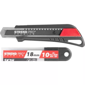   Kés Strend Pro Premium FD781, BlackMatt, SoftTouch, 18 mm, tördelhető pengéjű, + 10 db penge, készle