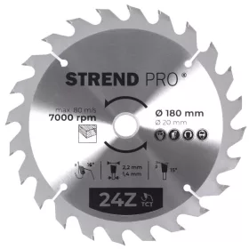   Körfűrészlap Strend Pro TCT, 180x2.2x20/16 mm, 24T, fához, fűrész, SK lapkák