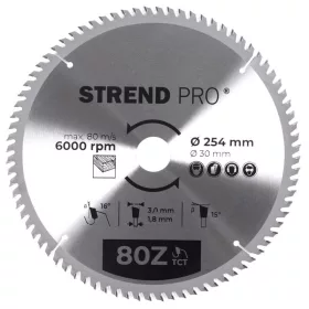   Körfűrészlap Strend Pro TCT, 254x3.0x30/20 mm, 80Z, fához, fűrész, SK lapkák