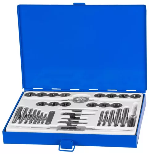 Menetfúró és menetmetsző készlet Strend Pro SX1436, HSS, 33 részes, M3-M12
