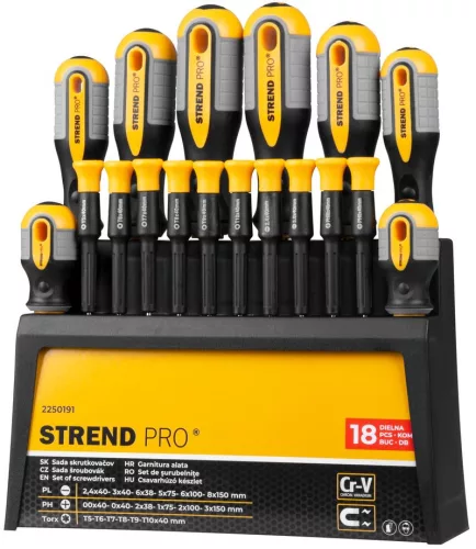 Csavarhúzó készlet Strend Pro SDX72-118, 18 részes, Torx + lapos + Phillips