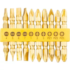   Bit készlet Strend Pro YF40020, 10 részes, L-65 mm, CrV, GoldenFish