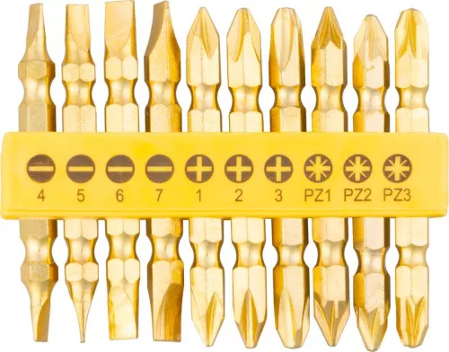 Bit készlet Strend Pro YF40020, 10 részes, L-65 mm, CrV, GoldenFish