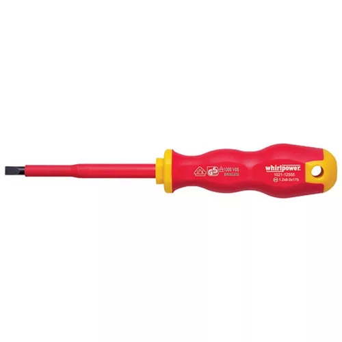 Csavarhúzó Whirlpower 1021, 5.5/125 mm, lapos, DIN5264, VDE 1000, villanyszerelő