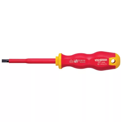 Csavarhúzó Whirlpower 1021, 8.0/175 mm, lapos, DIN5264, VDE 1000, villanyszerelő