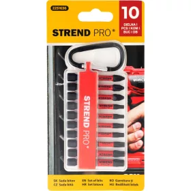   Bit készlet Strend Pro Premium, PH, PZ, TORX, S2 szilárdság, 1/4", 50mm, 10 részes