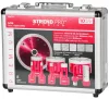 Lyukfúró készlet Strend Pro Premium, 6-8-10-20-35-50-68 mm, adapter, lyukbővítő maró, tárcsa, M14, g