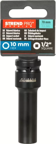 Hosszabbító Strend Pro Premium, ütvecsavarozó, meghosszabbított, 1/2", 6-szög, CrMO, 10 mm