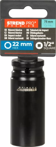 Hosszabbító Strend Pro Premium, ütős, hosszított, 1/2", 6-szögű, CrMO, 22 mm