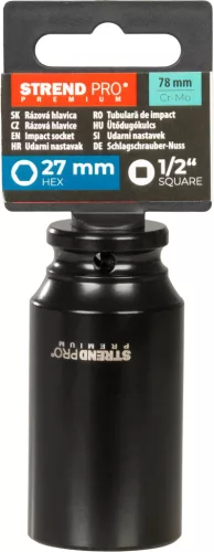 Hosszabbító Strend Pro Premium, ütvecsavarozó, hosszított, 1/2", hatszög, CrMO, 27 mm