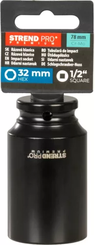 Hosszabbító Strend Pro Premium, ütvecsavarozó, megnyújtott, 1/2", hatszögű, CrMO, 32 mm