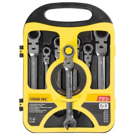   Kulcs készlet Strend Pro CSS819, 7 részes, csillag-villás, csuklós racsnis, 8-19 mm