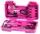 Szerszámkészlet LADIES PINK SET01, nőknek, 39 részes, rózsaszín, bőröndben