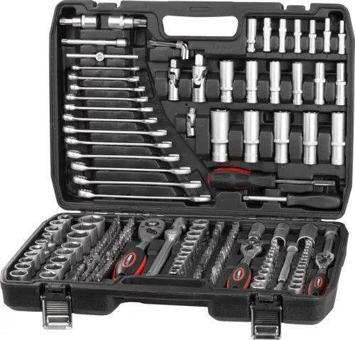 Szerszámkészlet Strend Pro S221, 215 részes, bőröndben, 1/2"+1/4"+3/8"